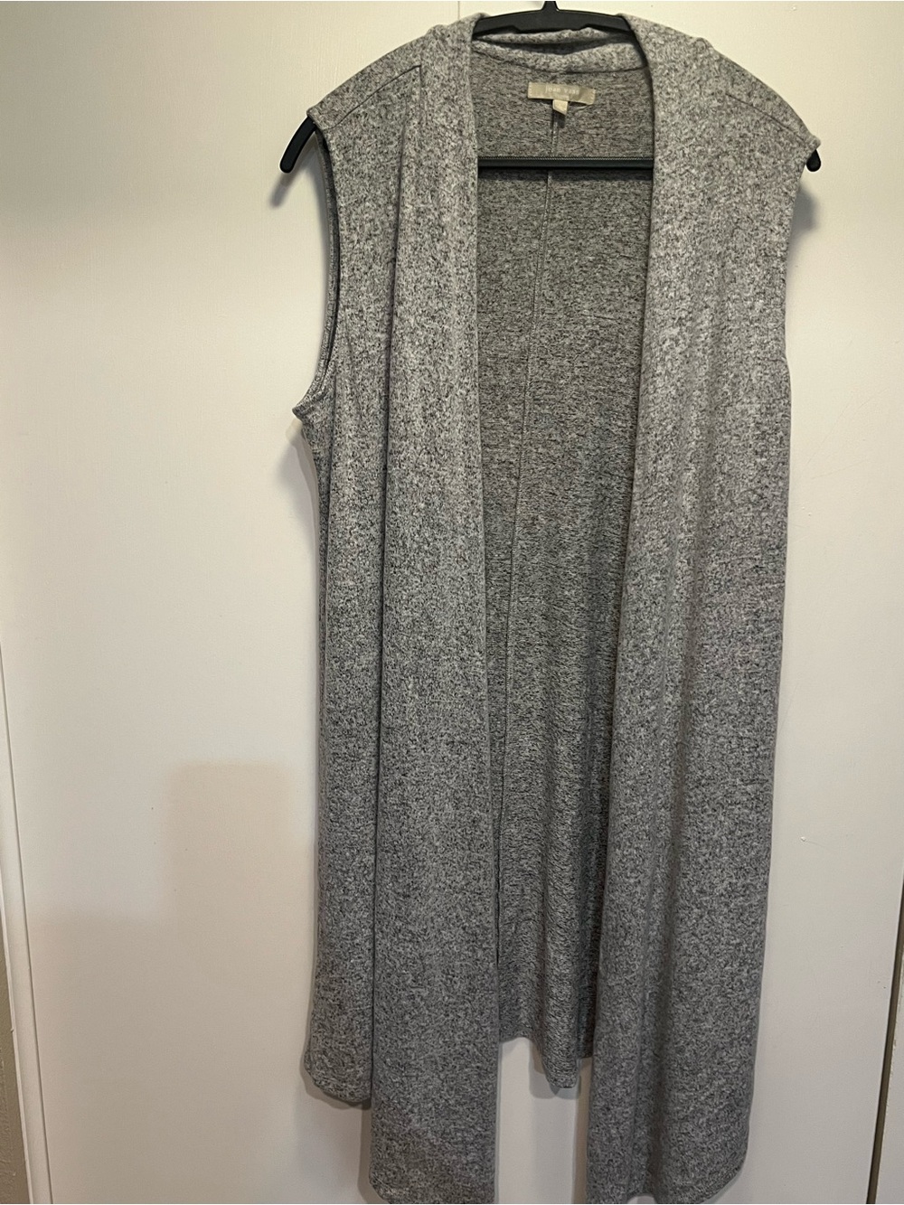 Joan Vass Gray Knit Sleeveless Open Cardigan